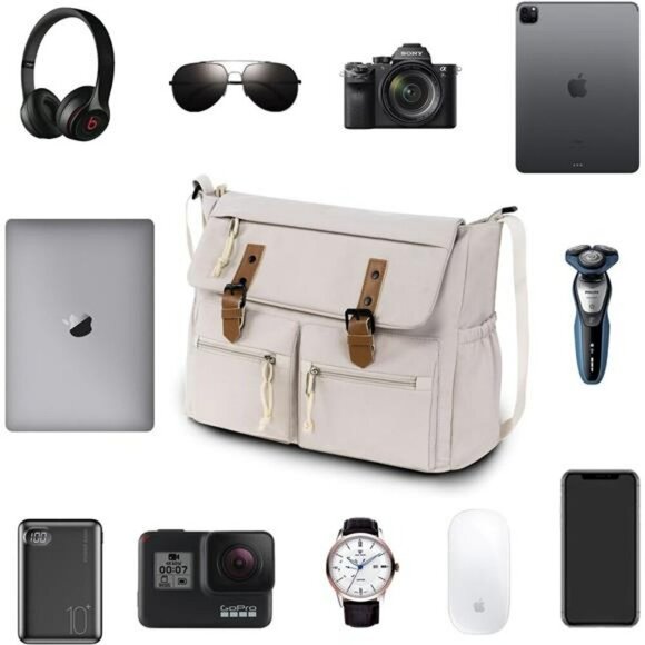 Canvas Messenger Bag Crossbody Shoulder Travel Work Bag for Men Women Laptop - Picture 5 of 7